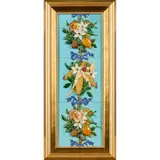 Mintons, FRAMED MAJOLICA THREE-TILE PANEL, CIRCA 1880, 1880, relief-moulded and glazed earthenware