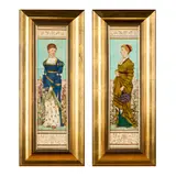Mintons, PAIR OF FRAMED AESTHETIC MOVEMENT TILE PANELS, CIRCA 1875, 1875, painted and glazed dust-pressed clay