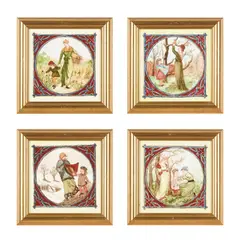 Mintons, 'THE FOUR SEASONS', A SET OF FOUR FRAMED 8-INCH TILES, CIRCA 1880, 1880