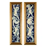 Minton, PAIR OF FRAMED TILE PANELS, CIRCA 1870, 1870, painted and glazed dust-pressed clay