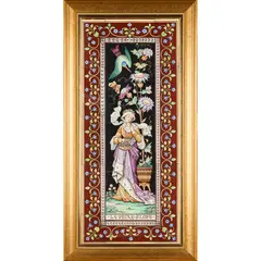 Minton, 'LA REINE FLORE', FRAMED TILE PLAQUE, CIRCA 1880, 1880, hand-coloured earthenware