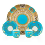 Mintons, PAIR OF COFFEE CUPS AND SAUCERS, CIRCA 1880, 1880, porcelain with gilt embellishment