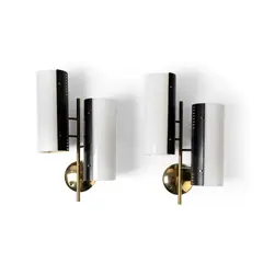 Pair of Wall Lights by Stilnovo, brass and lacquered metal, sold Oct 2022