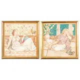 Mintons, ‘MORNING' & 'NIGHT’, PAIR OF TILES, CIRCA 1880, 1880, glazed earthenware