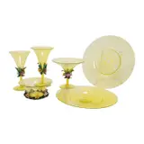 Salviati, Yellow Glass Floral Encrusted Table Articles