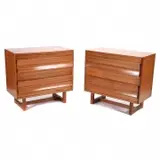 Paul Laszlo, Brown-Saltman Pair Dresser Chests., 1960, Paul Laszlo (1900-1993). Pair cerused mahogany dressers on modernist bases. Blade handles