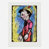 Jim Dine, Lincoln Center Pinocchio, 2009, screenprint and woodcut in colors on Somerset Textured Rag