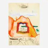 Le Creuset Philosophal (from the Alchimie Des Philosophes portfolio) by Salvador Dalí, 1976, drypoint, lithograph and screenprint in colors with semi-precious gems on sheepskin, sold Apr 2022