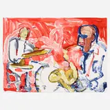 Romare Bearden, Out Chorus (Rhythm Section) (from the Jazz Suite), 1979, lithograph in colors