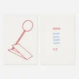 Claes Oldenburg, Boom Five Times (two plates from the Stamped Indelibly portfolio), 1967, rubber stamp on two sheets of BFK Rives