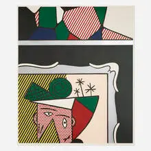 Roy Lichtenstein, Two Paintings (from the Paintings series), 1984, woodcut, lithograph and screenprint in colors with collage on Arches 88