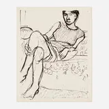 Richard Diebenkorn, Seated Woman in Striped Dress, 1965, lithograph on Arches