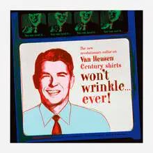 Andy Warhol, Van Heusen (Ronald Reagan) (from the Ads series), 1985, screenprint in colors on Lenox Museum Board