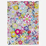 Champagne Supernova: Multicolor + Pink and White Stripes by Takashi Murakami, 2013, screenprint in colors with cold stamped silver foil, sold Apr 2022