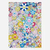 Champagne Supernova: Blue by Takashi Murakami, 2013, screenprint in colors with cold stamped silver foil, sold Apr 2022