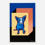 Blue Label by George Rodrigue, 1995, screenprint in colors, sold Apr 2022