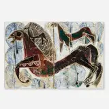 Leopoldo Richter, Untitled (Horses), c. 1970, glazed and oil-painted ceramic