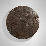 Adrian Pearsall, Wall-mounted disc bar, c. 1970, bronzed resin over wood, laminate, mirrored glass