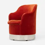 Phillip Enfield, Swivel chair, c. 1970, microfiber upholstery, chrome-plated steel, casters