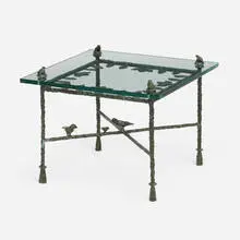 Diego Giacometti, Table with frogs and birds, c. 2005, patinated bronze, glass