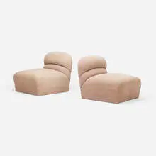 Brueton, Lounge chairs, pair, c. 1990, upholstery