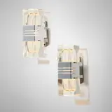 Gaetano Sciolari, Sconces, pair, chrome-plated steel, cast glass