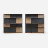 José Martínez-Medina, Cota shelving units, pair, c. 2010, lacquered steel, lacquered wood, oak