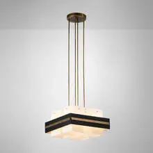 Chandelier by Stilnovo, c. 1965, enameled steel, brass, frosted glass, sold Oct 2024
