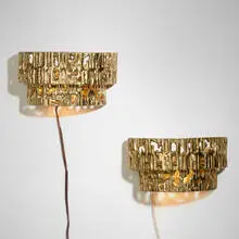 Angelo Brotto, Due Fasce sconces, pair, brass, brass-plated metal