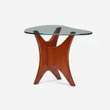 Adrian Pearsall, Occasional table from the Collection of Jim Carrey, c. 1960, walnut, glass