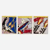Roy Lichtenstein, As I Opened Fire (triptych), 1966, offset lithograph in colors