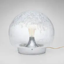 attribution Mazzega, Table lamp, c. 1970, hand-blown glass, chrome-plated metal