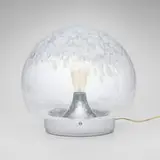 attribution Mazzega, Table lamp, c. 1970, hand-blown glass, chrome-plated metal