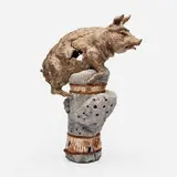 Untitled (Pig) by Thomas McCanna for Thoym Rebusi Studio, c. 2010, glazed earthenware, metal, sold Oct 2024