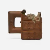 Steven Montgomery, Junction Box Cup with Corrosion, 1994, slab-constructed, press-molded, hand-built, and oil-painted earthenware