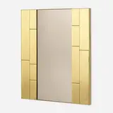 Modern, Wall mirror, c. 1975, brushed brass, warm smoke-tinted mirrored glass