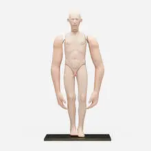 Tip Toland, Untitled (Man with Large Arms), c. 2002, stoneware, paint, pastel, metal stand