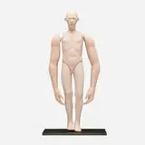 Tip Toland, Untitled (Man with Large Arms), c. 2002, stoneware, paint, pastel, metal stand
