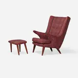 Bent Møller Jepsen, Lounge chair and ottoman, c. 1959, upholstery, walnut