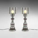 Pattyn Products, Table lamps model 310, pair, c. 1935, aluminum, Bakelite, brass