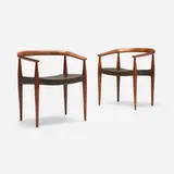 Nanna Ditzel, Armchairs model 113, pair, 1955, teak, vinyl upholstery