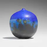Ocean Edge (with rattle) by Toshiko Takaezu, c. 1992, glazed porcelain, sold Oct 2024