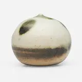 Closed Form (with rattle) by Toshiko Takaezu, c. 1985, glazed porcelain, sold Oct 2024