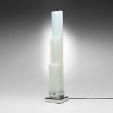 Hollywood Regency, Table lamp, c. 1965, opaline glass, chrome-plated steel