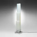 Hollywood Regency, Table lamp, c. 1965, opaline glass, chrome-plated steel