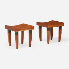 Chris Lehrecke, Stools, pair, 1995, cherry, blackened bronze
