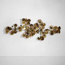 C. Jeré, Raindrops wall sculpture, 1975, patinated steel, torch-cut, and welded copper, brass