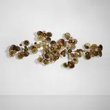C. Jeré, Raindrops wall sculpture, 1975, patinated steel, torch-cut, and welded copper, brass