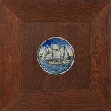 Paul Revere Pottery, round earthenware tile