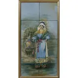 rare Hudson earthenware eight-tile tableau by Hester Pillsbury for Weller Pottery, sold Jun 2022